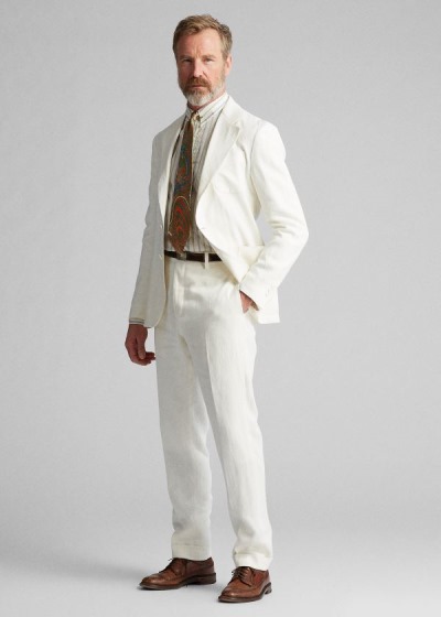 Men's Ralph Lauren Slim Fit Linen Suit Trousers | 529871ZIC